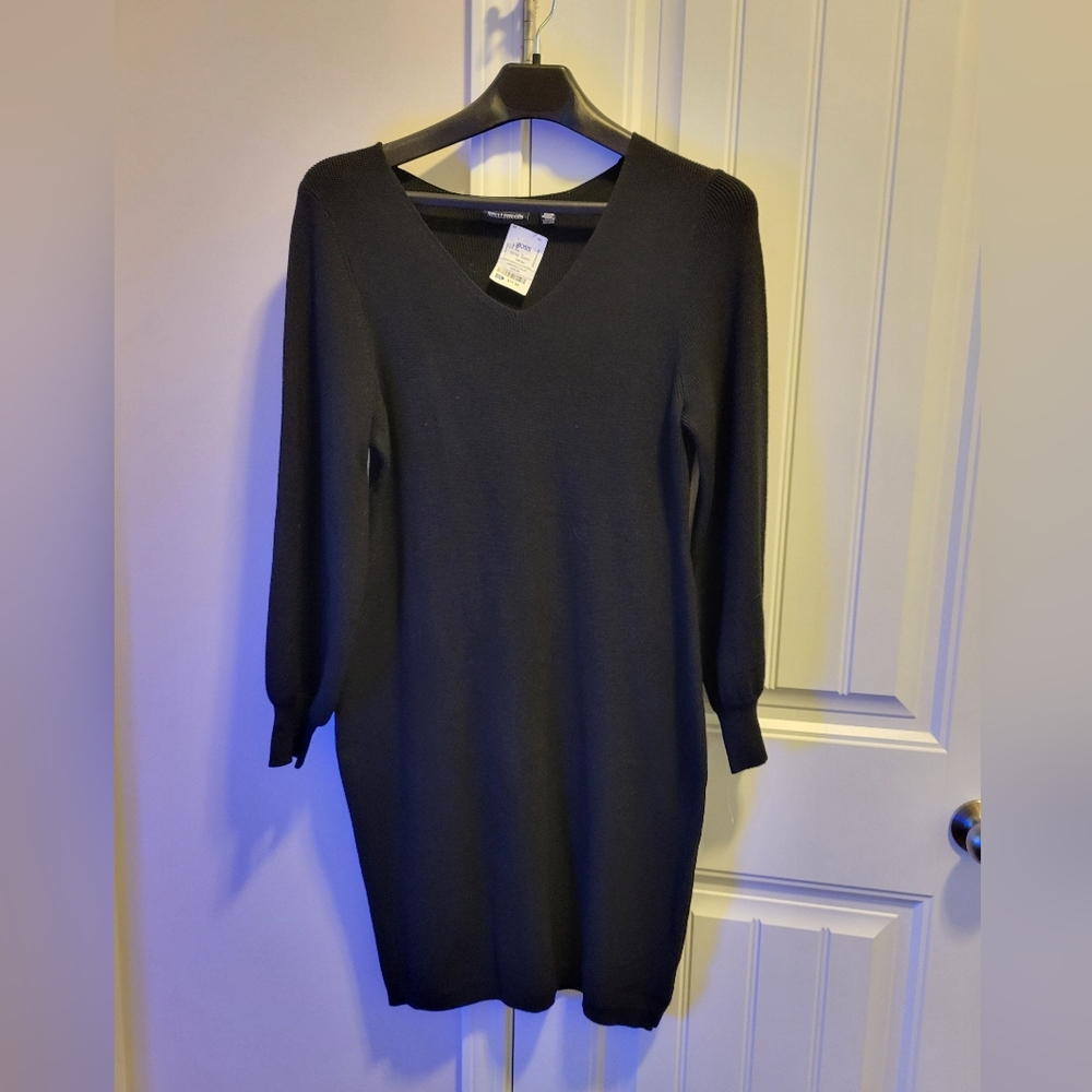 Nina Leonard black sweater dress